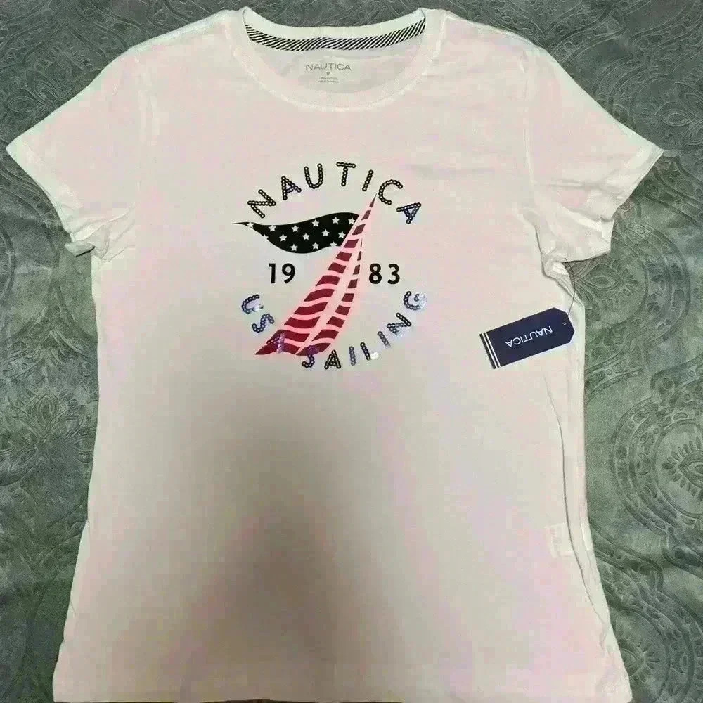 Nautica Womens SOLID CREWNECK T-SHIRT Size M - Picture 1 of 3